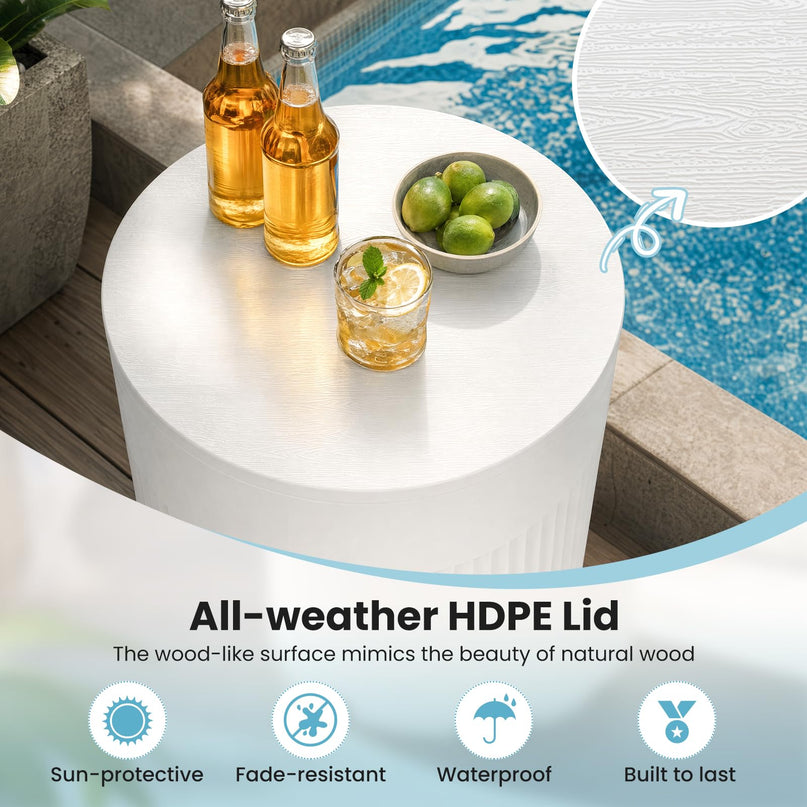 GIANTEX 3-in-1 6.2 Gal Outdoor Ice Bucket & Cooler Side Table with Storage