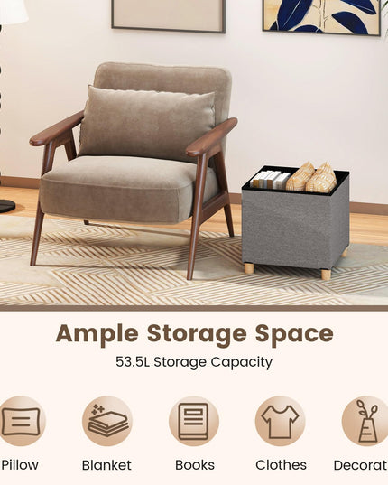 Giantex Small Storage Ottoman Cube with Tray Lid