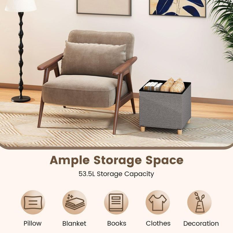 Giantex Small Storage Ottoman Cube with Tray Lid