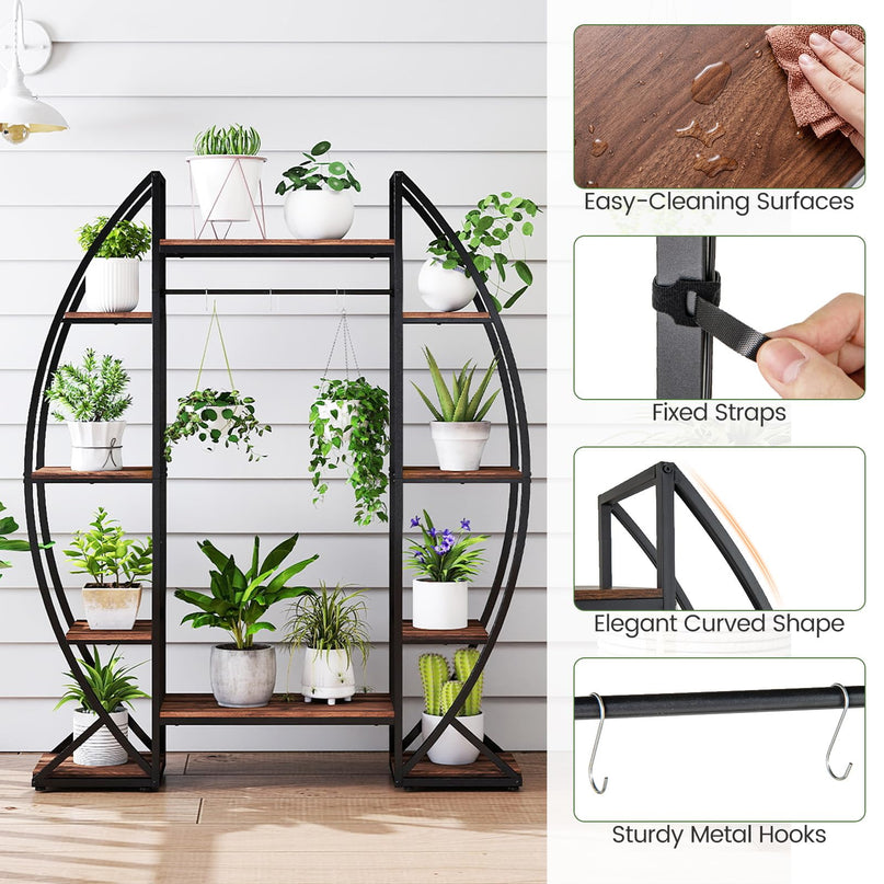Giantex Plant Stand Indoor with Grow Lights 10-Tier 63" Tall Metal Plant Shelf