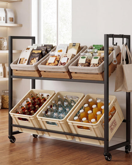 Giantex 2-Tier Drink Crate Rack with 4 Universal Wheels