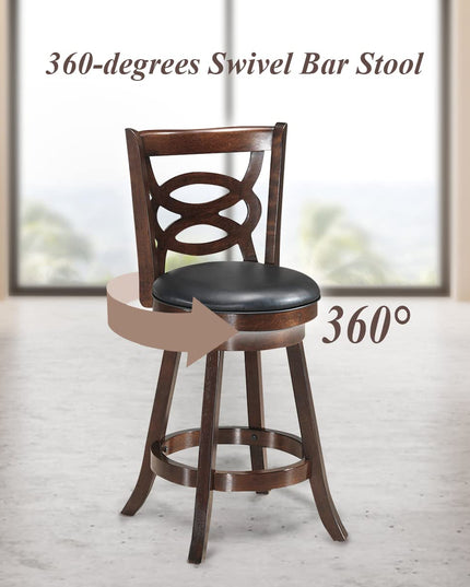 Giantex Bar Stools, Counter Height Dining Chair, Fabric Upholstered 360 Degree Swivel