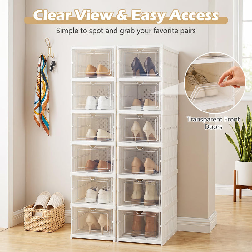 Giantex 6-Tier Folding Shoe Rack Organizer w/Clear Doors