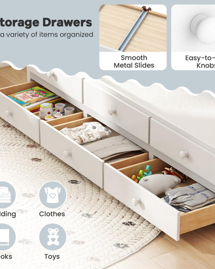 Cadre de lit double Giantex avec lit gigogne simple et 3 tiroirs de rangement