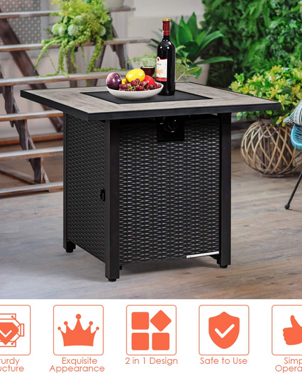 Giantex Propane Fire Pit Table, 30 inch 50,000 BTU Square Gas Firepits w/ Ceramic Tabletop