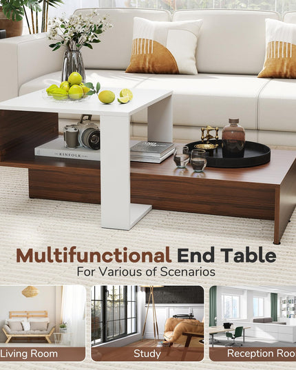 Giantex 2 Tier Coffee Table with Storage for Living Room Reception Room