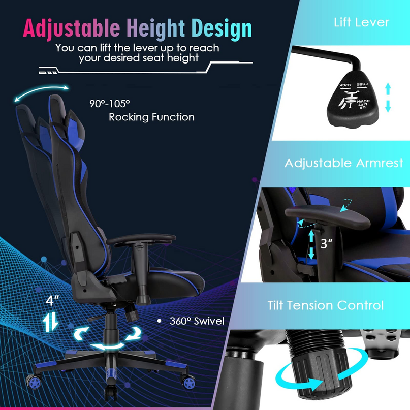 Giantex Gaming Chair with RGB LED Lights