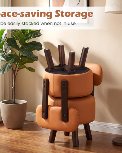 Giantex Small Footrest Stools Set of 2 Round Ottoman