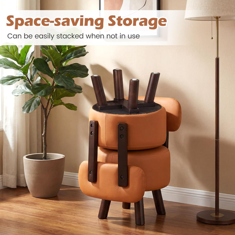 Giantex Small Footrest Stools Set of 2 Round Ottoman