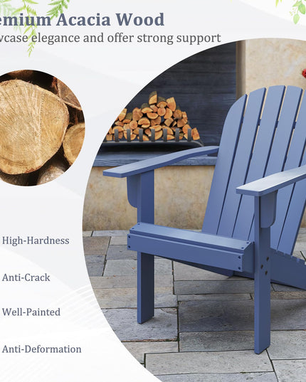 Giantex Acacia Wood Adirondack Chair Set of 1/2/4, Outdoor Fire Pit Chair with 105° Inclined Seat