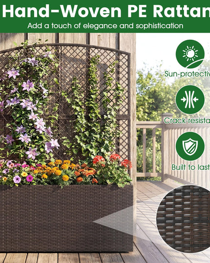 Jardinière haute en rotin PE Giantex 58"/49" avec doublure et drainage