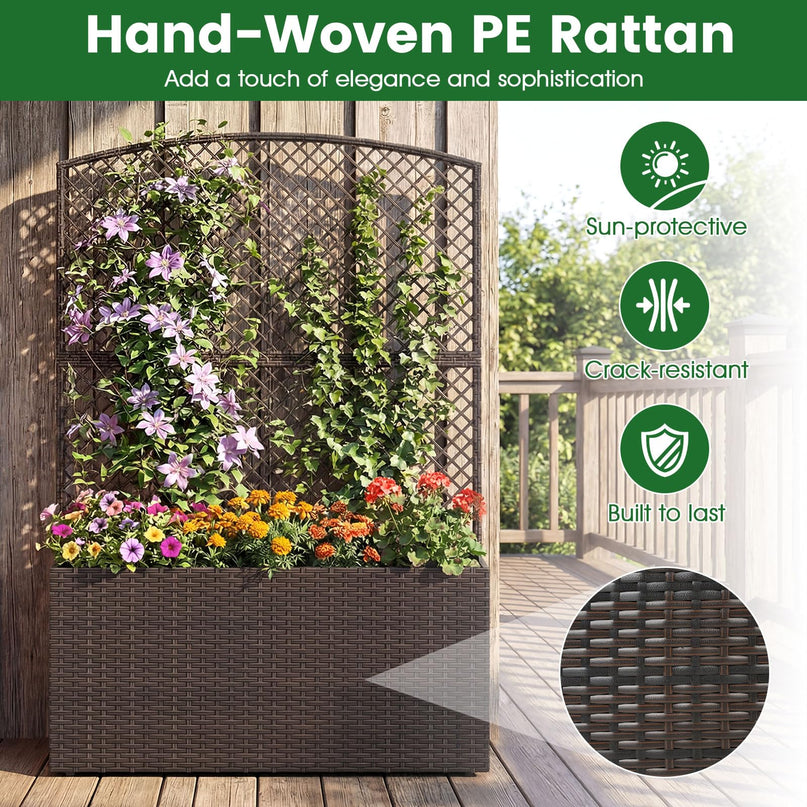 Jardinière haute en rotin PE Giantex 58"/49" avec doublure et drainage