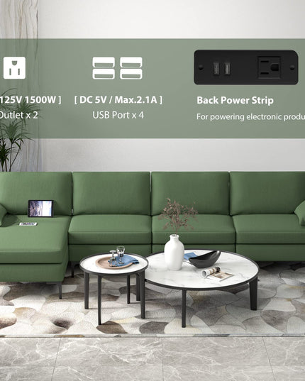 Giantex 130.5" L Convertible Sofa Couch, Sectional Sleeper