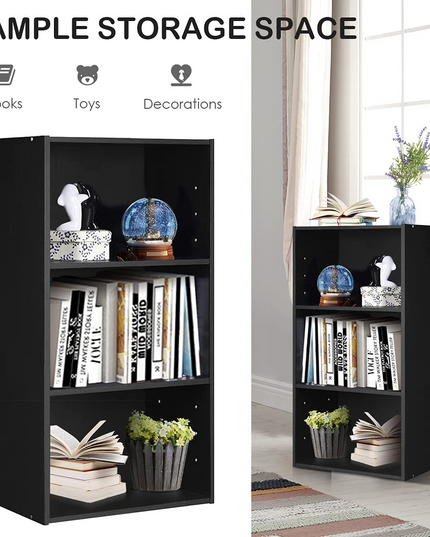 3 Shelf Bookcase Book Shelves Open Storage Cabinet