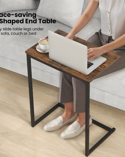 Giantex C Shaped End Table, 26.5" Slide-Under Couch Table for Laptop Coffee Snack