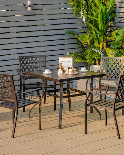 Giantex Patio Dining Table, Outdoor Bistro Table for 4 Person, with Umbrella Pole Hole