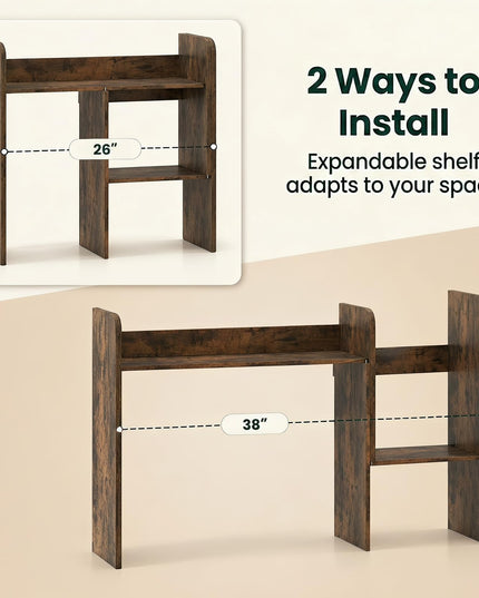 GIANTEX Extendable Desktop Bookshelf w/ Storage Hutch