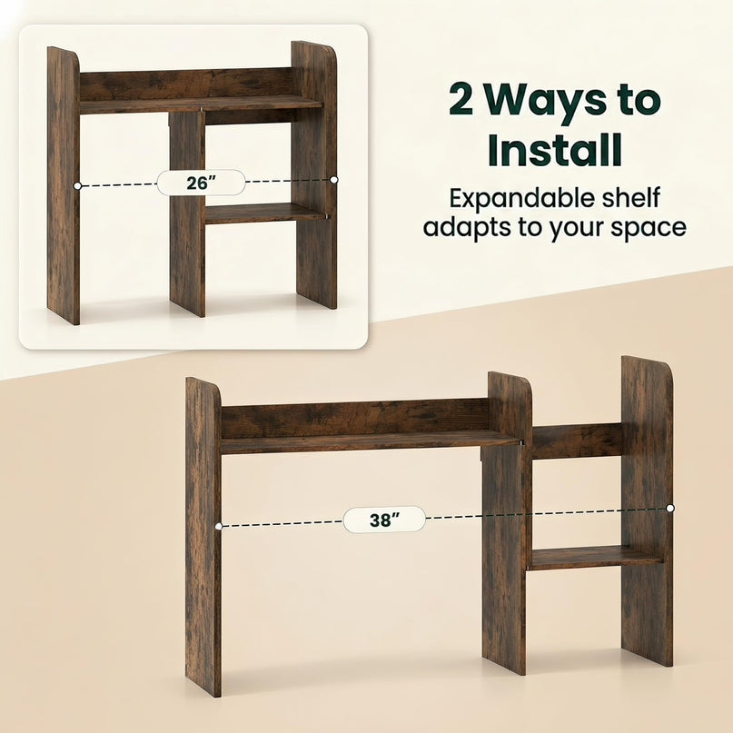 GIANTEX Extendable Desktop Bookshelf w/ Storage Hutch