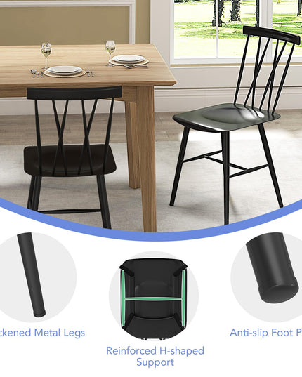 Giantex Metal Dining Chairs Set, Farmhouse Kitchen Chairs w/High Cross Backrest & Curved Seat