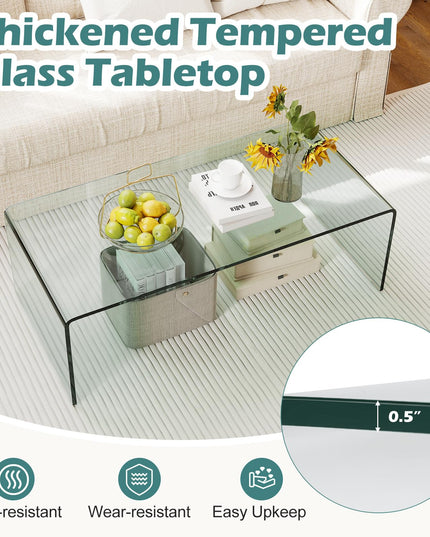 Giantex Tempered Glass Coffee Table Set of 3 Modern Living Room Tables Set for Small Spaces