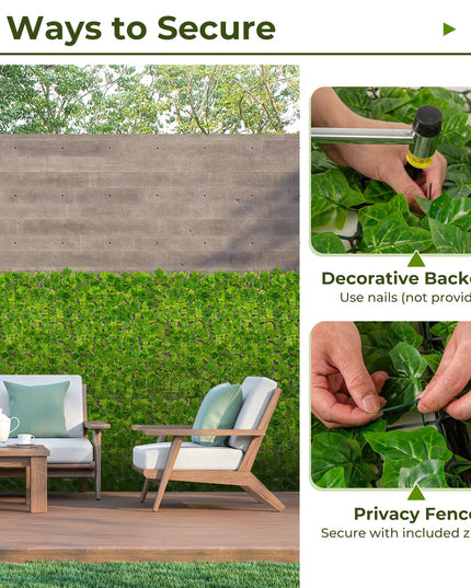 Giantex Artificial Ivy Privacy Fence 2 Pack - 120" x 40" Artificial Hedges Fence