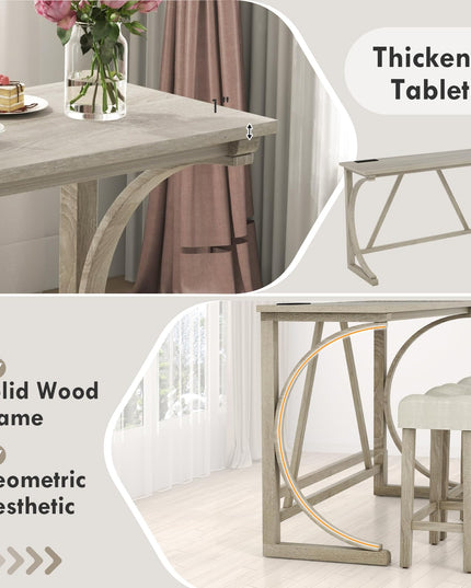 Giantex Small Dining Table Set - 4-Piece Bar Table and Chairs Set with Power Outlet