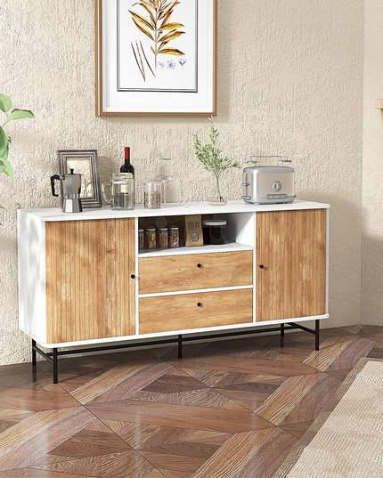 Giantex Buffet Cabinet with Storage, 59" Modern Coffee Bar Sideboard w/Sliding Tambour Doors
