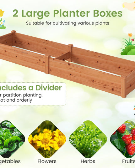 GIANTEX 95" Wooden Raised Garden Bed, Rectangular Planter Box(95” x 24” x 10”)