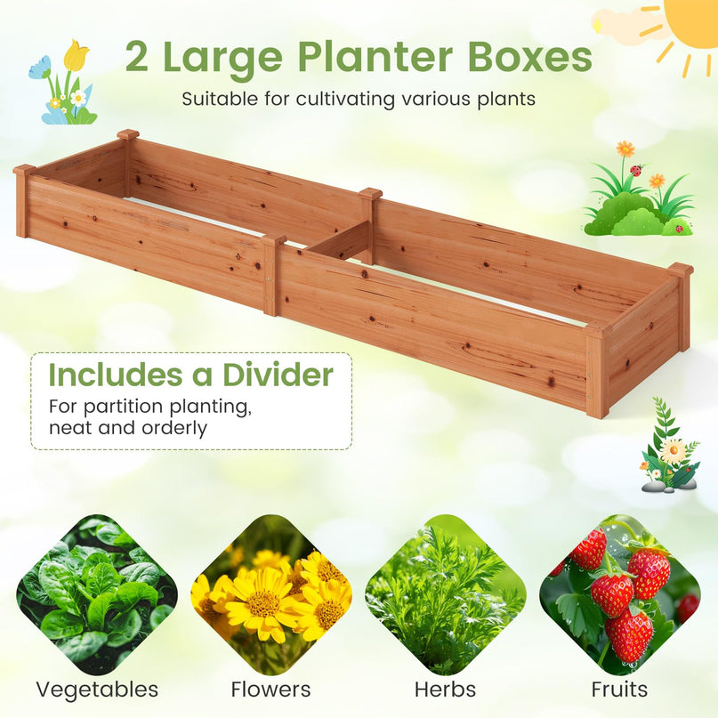 GIANTEX 95" Wooden Raised Garden Bed, Rectangular Planter Box(95” x 24” x 10”)