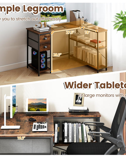 Giantex 48" L Shaped Desk with Charging Station