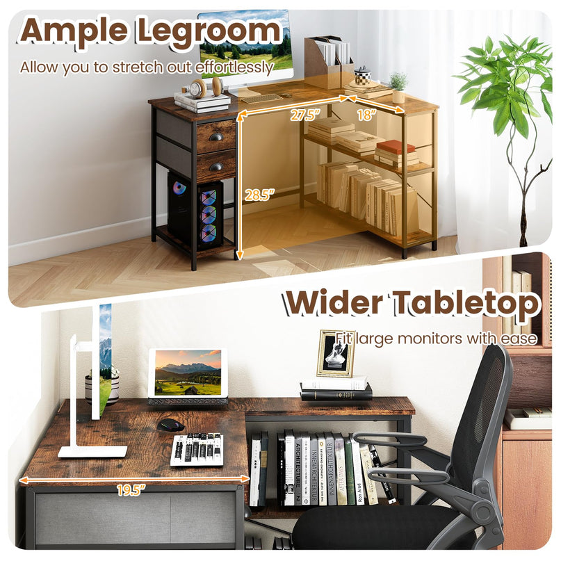 Giantex 48" L Shaped Desk with Charging Station