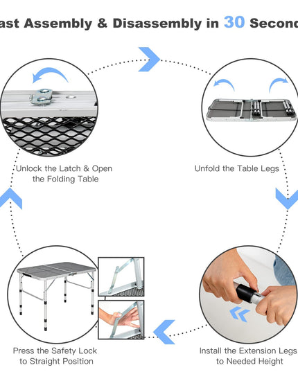 Folding Camping Table, Portable Picnic Table