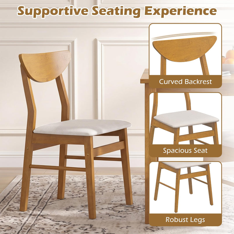 GIANTEX Upholstered Dining Chairs Set of 2/4 w/ Comfortable Upholstered Seat