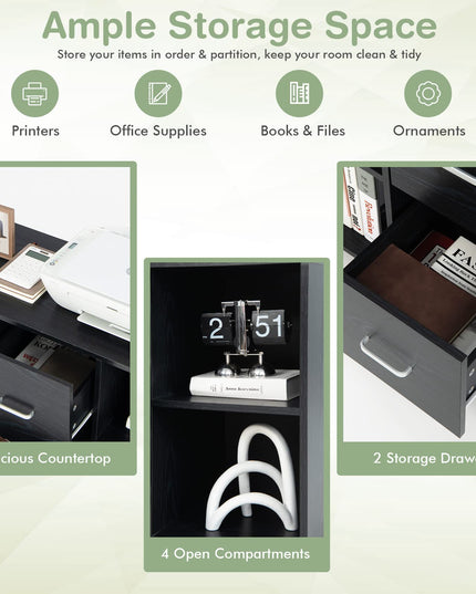 Giantex File Cabinet Office Organization - Filing Cabinet W/ 2 Drawers, 4 Open Compartments