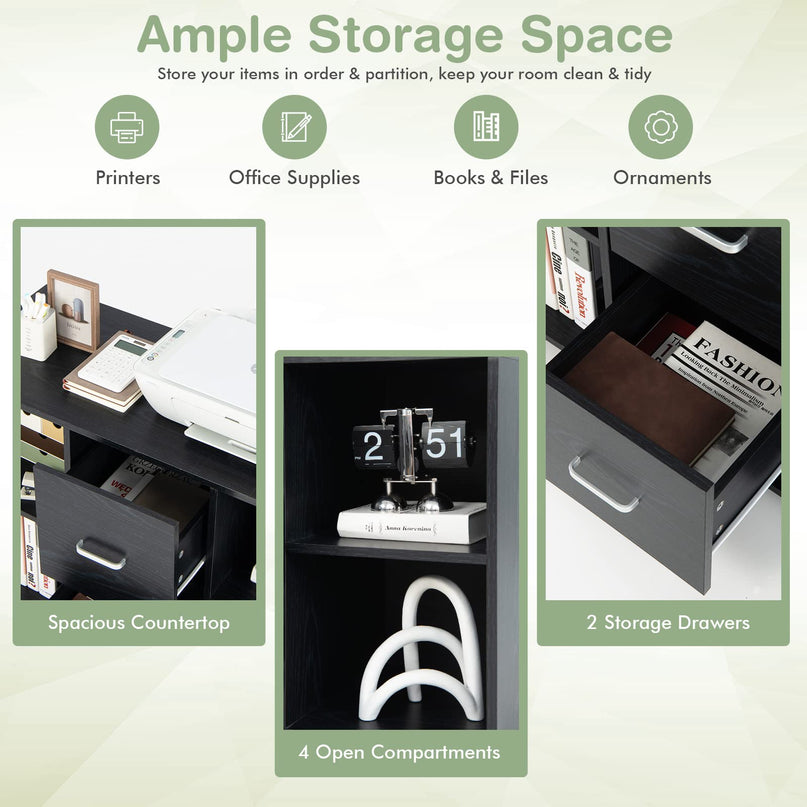 Giantex File Cabinet Office Organization - Filing Cabinet W/ 2 Drawers, 4 Open Compartments
