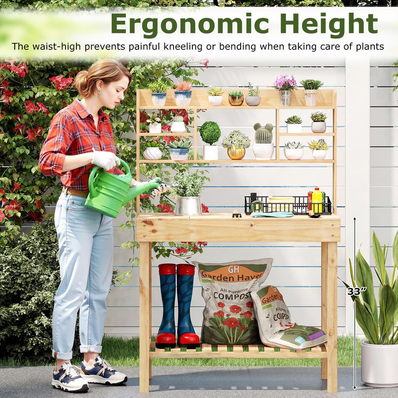 Giantex Établi de jardinage en bois massif pour l'extérieur