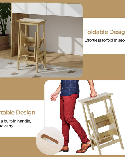 Giantex 3 Tier Folding Step Ladder for Library