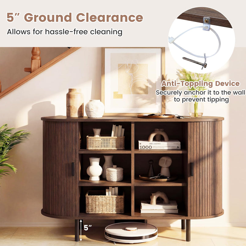 Giantex 47'' Fluted Sideboard Buffet Cabinet with Tambour Sliding Doors