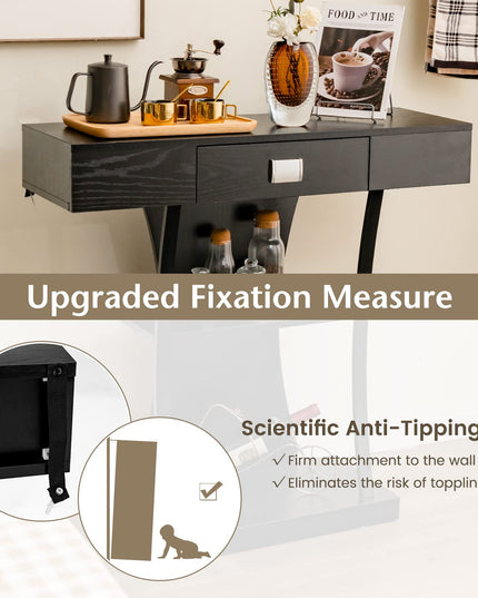 Narrow Console Table T-Shaped - Behind Couch Table - Giantex