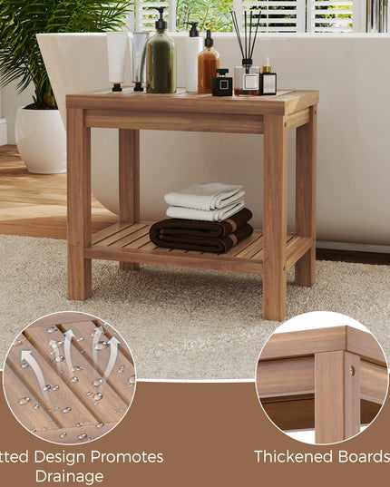 19 Inch Shower Stool with Slatted Seat for Elderly Seniors