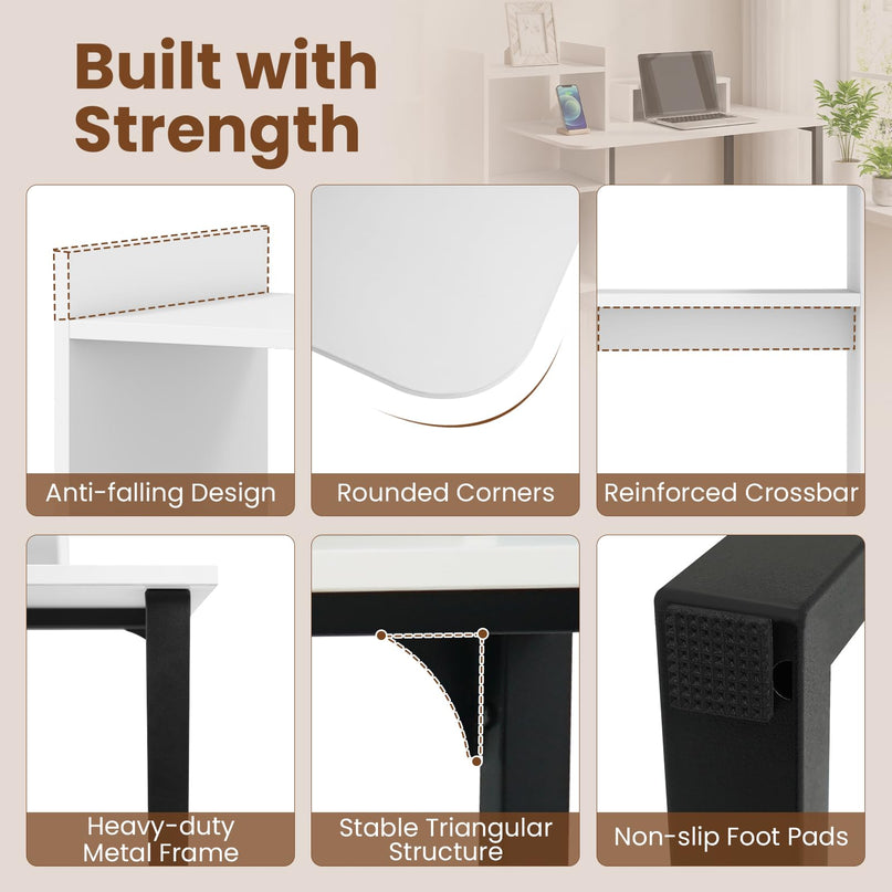 Giantex 43.5" Computer Desk with Power Outlets for Small Spaces