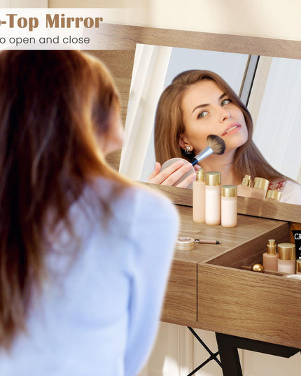 Vanity Desk with Flip Top Mirror for Bedroom Home Office
