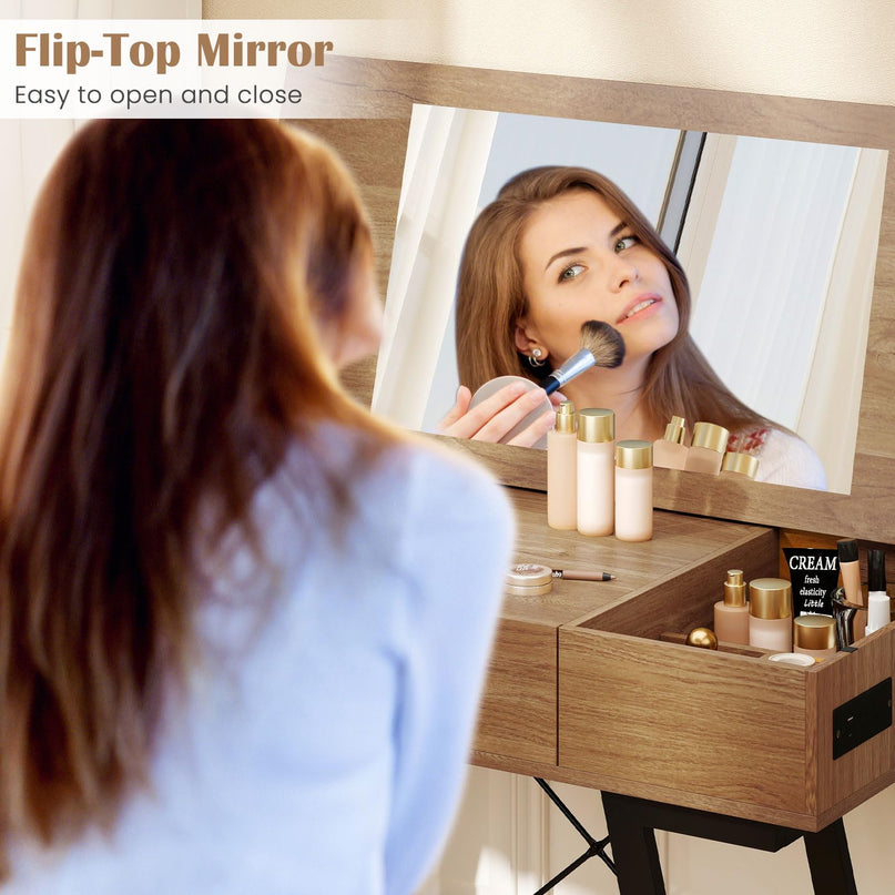 Vanity Desk with Flip Top Mirror for Bedroom Home Office