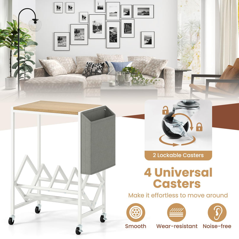 Giantex Rolling 2 Tier Turntable Stand with Storage Shelf Up to 130 Albums