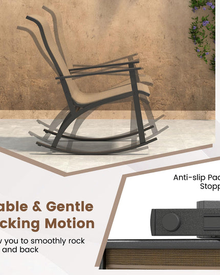 Giantex Outdoor Patio Furniture Set with 2 Rocking Chairs & Coffee Table