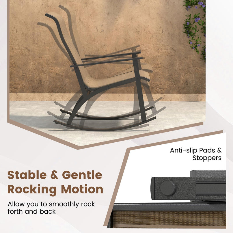 Giantex Outdoor Patio Furniture Set with 2 Rocking Chairs & Coffee Table