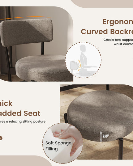 Giantex Boucle Dining Chairs Set of 2/4, Sherpa Upholstered Kitchen Chairs w/Curved Backrest, Padded Seat & Metal Legs