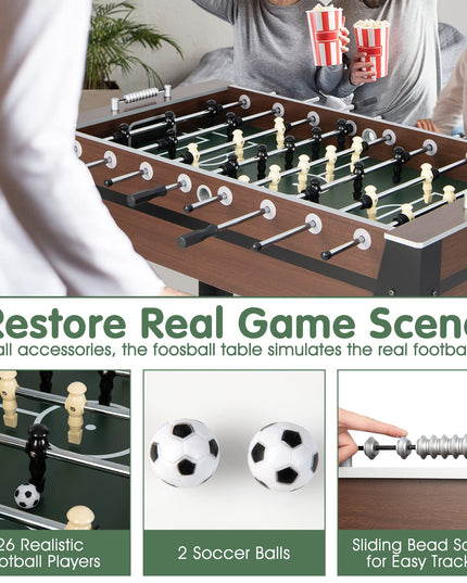 Giantex 54” Foosball Table, Foosball Table Adult Size with 2 Balls, Wood Football Table