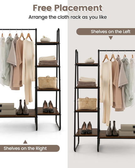 Giantex Clothes Rack with Shelves, Industrial Garment Rack with 5-Tier Shelves