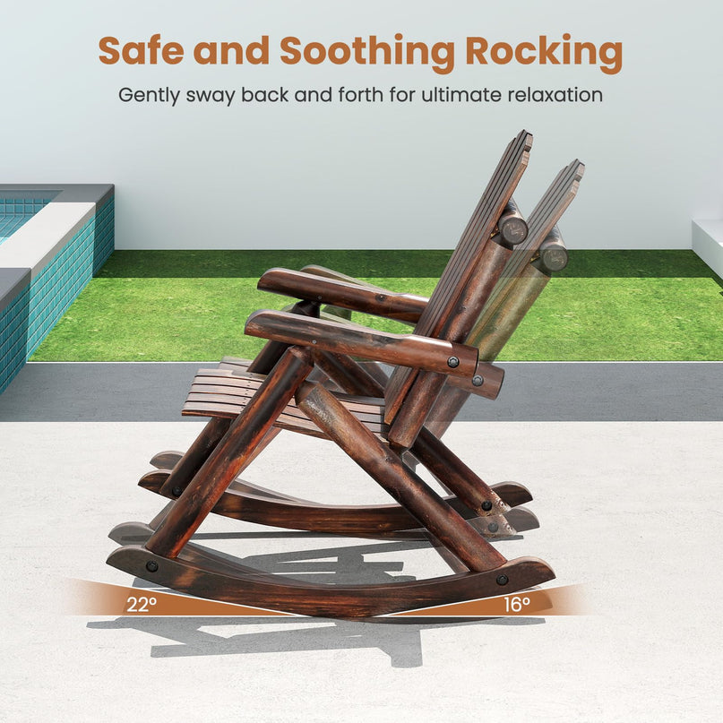 Giantex 1/2 Pcs Outdoor Wooden Rocking Chair(27”x36”x 38”)